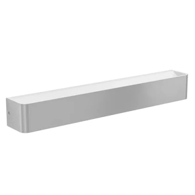 Image of Eglo LED indoor wall light Sania 5, minimalist lamp made of nickel matt metal, satined and transparent plastic, bathroom lighting, warm white, 24 inches, IP44