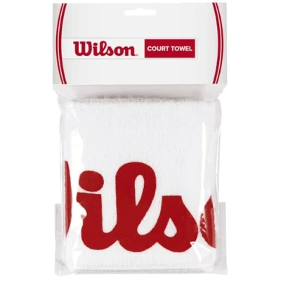 Image of Wilson Unisex Court Towel White Red Red, NS UK,75.00 x 50.00 cms