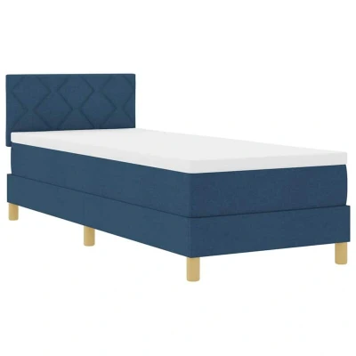 Image of Box Spring Bed with Mattress Blue 80x200 cm Fabric Vidaxl