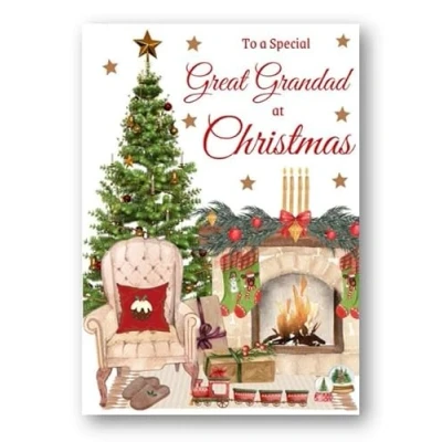 Image of Second Ave Great Grandad Christmas Home Fireplace Xmas Holiday Festive Greetings Card