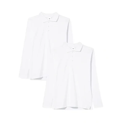 Image of FM London (2 Pack) Long Sleeve Polo Shirts for Men Regular Fit Men&#039;s Polos with Soft touch Design Added Comfort Suitably Worn Casual or Formal Occasions