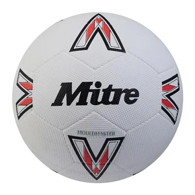 Image of Mitre Super Dimple Football Perfect for Futsal, Hardground and Indoor Play, White/Black/Bib Red, 5
