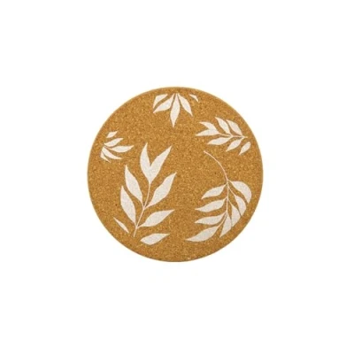 Image of FACKELMANN 30996 Cork Coaster Round Flat Shelf Plate Decorative Coasters 19 x 1 cm