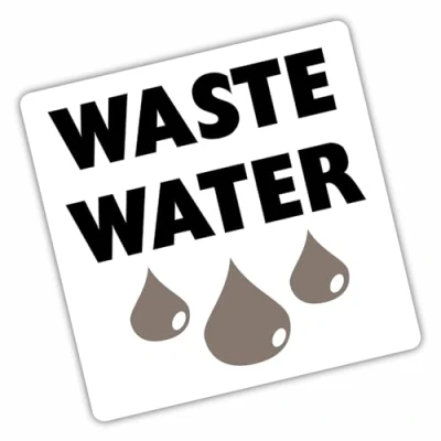 Image of 1 x Sticker Waste Water Sign Caravan Toilet Label Pump Tap Campervan Camping Warning Health and Safety Notice Self Adhesive 100mm H4