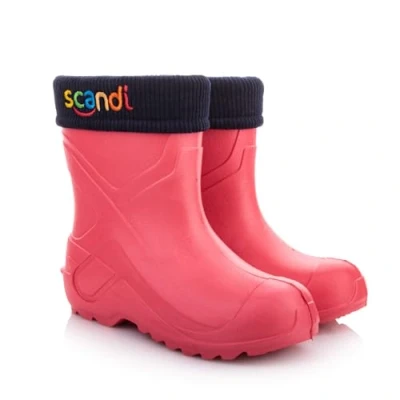 Image of LEMIGO Children&#039;s EVA Wellington Boots Lined Felt Insulated Foam 24 37 EU, Pink Colourful, 7 UK Child