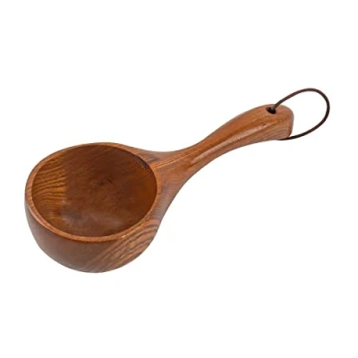 Image of AUEAR, Wooden Ladle Spoon Porridge Large Bamboo Soup Kitchen Scoop for Tool (Natural)