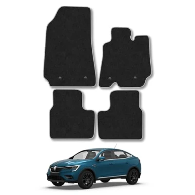 Image of Car Mats Compatible with Renault Arkana (2021 ) Tailored Fit Grey Carpet Floor Set Accessory Custom 4 Pieces Anti Slip Backing &amp; Binding Trim Edge