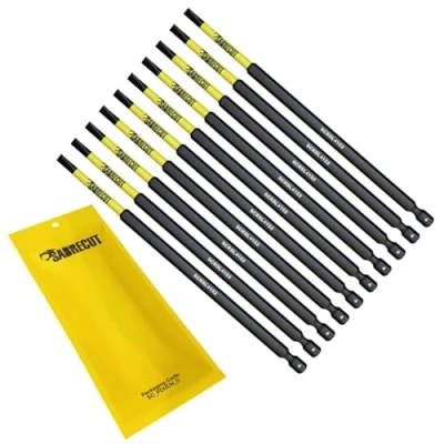 Image of 10 x SabreCut SCRSL4152_10 152mm SL4 Slotted Magnetic Impact Screwdriver Driver Bits Set Single Ended Heavy Duty Compatible with Dewalt Milwaukee Bosch Makita and Others