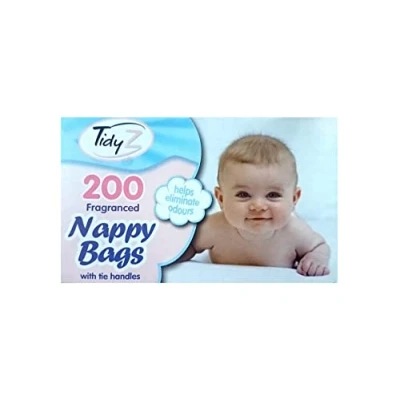 Image of 200 pk Tidy Z Disposable Tie Handle Nappy Bags Fragranced Scented