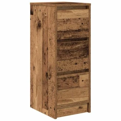 Image of vidaXL Sideboard/Buffet Engineered Wood in Old Color 29.5x34x76 cm 3 Drawers Modern Style for Living/Bedroom/Kitchen/Office