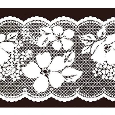Image of Dundee Deco MGAZB6004 Peel and Stick Floral White Blooming Flowers Self Adhesive Mirror Window Sticker Wallpaper Border, Roll 33 ft X 4 in (10m 10cm)