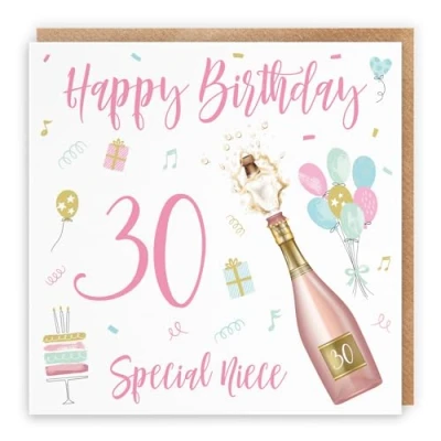 Image of Hunts England Niece 30th Birthday Card Happy 30 Champagne Collection