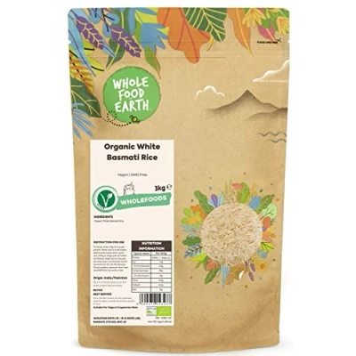 Image of Wholefood Earth Organic White Basmati Rice 3kg Vegan GMO Free Certified