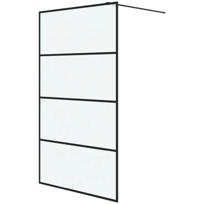 Image of vidaXL Walk in Shower Wall Black 115x195 cm Frosted ESG Glass