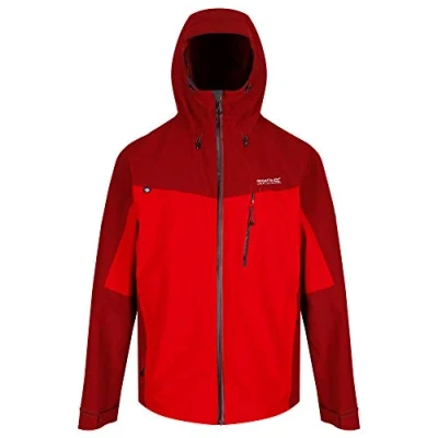 Image of Regatta Mens Birchdale Breathable Isotex Hi tech Waterproof Jacket, Danger Red/Moonlight Denim, S EU