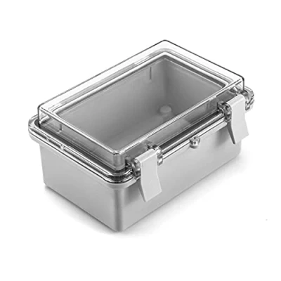 Image of QWORK Junction Box Universal Project Enclosure, ABS/PC Alloy Waterproof IP65 Electrical Hinged Shell w PC Transparent Cover with Lock 150mm x 100mm 70mm