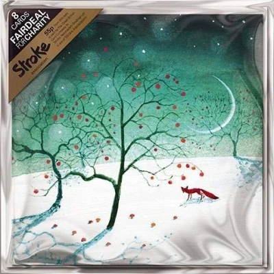 Image of Charity Christmas Cards (ALM1345) Apples and Fox in the Snow Pack of 8 Sold Aid Stroke Association