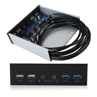 Image of Yunseity USB Front Panel Hub, 2 Port USB3.0 + USB2.0 19 Pin HD Audio Expansion Board, 6 Ports Support USB3.0, 2.0, Microphone, Headphone, for Computer PC