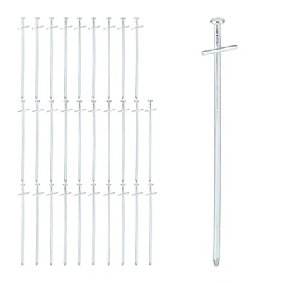 Image of Relaxdays Rock Ground Pegs, Set of 30, Storm Anchor Camping, Tent and Awning Pegs for Hard Floors, Steel, 23 cm, Silver