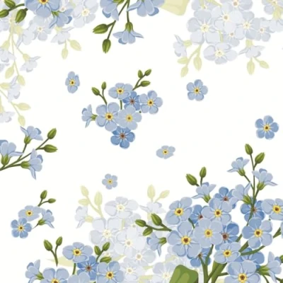 Image of 20 Napkins Flowers Everywhere Blue as Table Decoration Paper with Motif Also for Decoupage and 33 x cm
