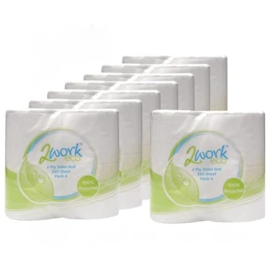 Image of 2Work Recycled 2 Ply Toilet Roll 320 Sheets (Pack of 36) KF03808