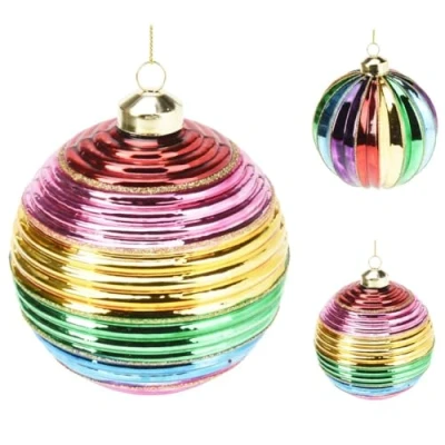Image of Carousel Home Large Multicoloured Christmas Bauble Rainbow Tree Hanging Ornament Decoration for 10cm Design Varies One Supplied