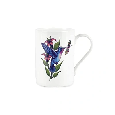 Image of Purely Home Blue Hummingbird Flower Mug Bone China Style White Coffee/Tea Present Gift
