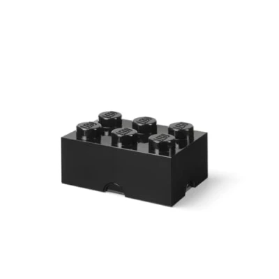 Image of LEGO Storage Brick 6 Knobs Black, Stackable Box, 8.47 l Product, Plastic Box with Lid, Desk Storage, Room Toy