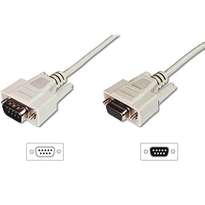 Image of DIGITUS 5 m D Sub9 connector data transfer extension cable, beige