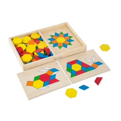 Image of Melissa &amp; Doug Pattern Blocks and Boards Developmental Toy Motor Skills 3+ Gift for Boy or Girl