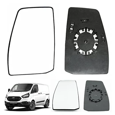 Image of Clip on Heated Base Convex Wing Mirror Glass fits Ford Transit Custom 2014 to 2023 Left Passenger Side