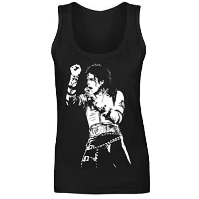 Image of Womens Michael Jackson King of Pop Icon Vest Tank Top Black UK 14 (XL)