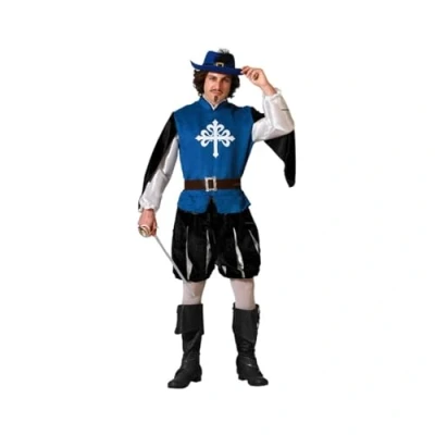 Image of Atosa Men&#039;s Adult Blue Musketeer Costume Outerwear, Multicoloured, XL (Pack of 12)