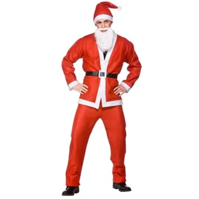 Image of Adult Xmas Budget Santa Claus Suit Fancy Dress Father Christmas Costume, Red, xlarge
