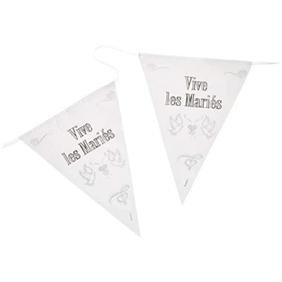 Image of Folat &#039;Vive les Mariés&#039; Garland For Themed Party 10 meters White