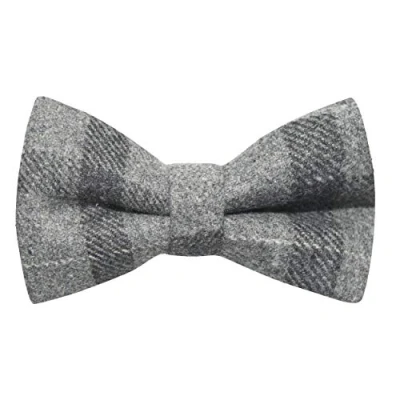 Image of King &amp; Priory Light Grey Dark Check Bow Tie, Tweed, Tartan, Plaid
