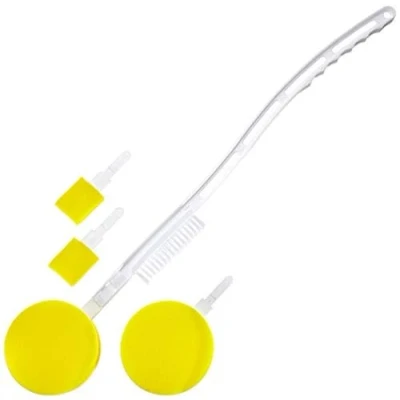 Image of PERFORMANCE HEALTH 2 in 1 Long Handle Bathing Brush &amp; Sponge , Body and Feet Exfoliator with for All Skin Types