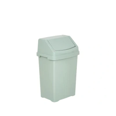 Image of M1SS 25L Litre Plastic Swing Bin Waste Recycle Dustbins Kitchen, Bathroom Rubbish Trash Refused Bins (Silver Sage)