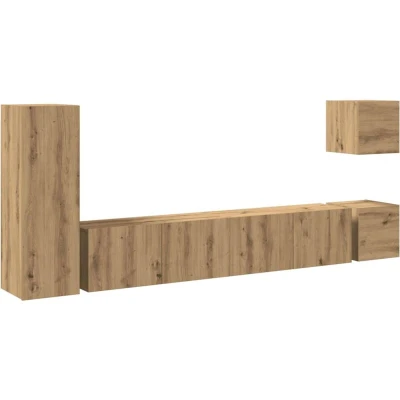 Image of vidaXL 5 Piece TV Cabinet Set Wall mounted Artisan Oak Engineered Wood