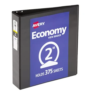 Image of Avery Economy View Binder with 2 Inch Round Ring, Black, 1 (5730)