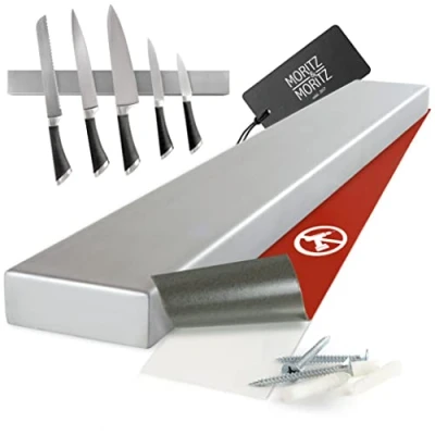 Image of Moritz &amp; Magnetic knife holder for wall 40cm / 16 inch rack self adhesive Glue or Drill strip sorting Knives, Cooking Utensils and Tools
