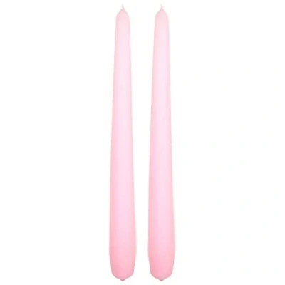 Image of Tapered Dinner Candles, Pack of 2, Unscented, Long Burning Time, 24 cm / 19.45 (Rosy, Matt)
