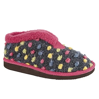 Image of Sleepers Womens Tilly Knitted Textile Lightweight Bootee Slippers with Fleecy Thermal Lining Fuchsia 8 UK