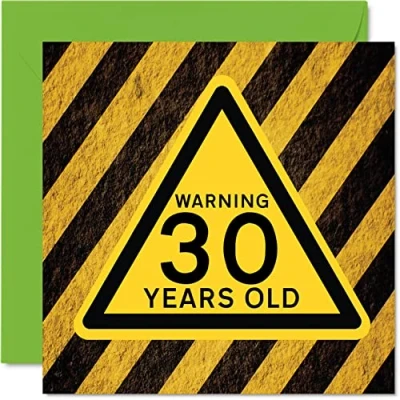 Image of Fun 30th Birthday Cards for Men Women Warning Happy Card Dad Mum Son Daughter Brother Sister Uncle Auntie Cousin, 145mm x Funny Humour Joke Greeting