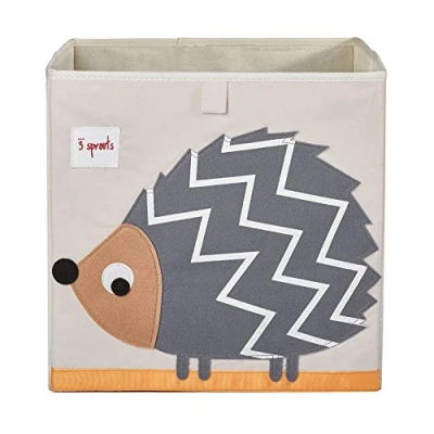 Image of 3 Sprouts Toy Storage Cube 13 inch Kids Box Collapsible Fabric Organiser Bin for Nursery, Children’s Room, Playroom, Hedgehog