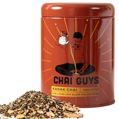 Image of Karak Chai Tea CTC BOP Loose Leaf with Cinnamon &amp; Cardamom 200g Creamy Indulgent Indian Spice Mix in 5 Minutes, 3 Minutes Kadak by Guys, 28 Cups