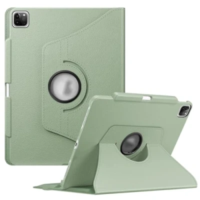 Image of FINTIE Rotating Case Compatible with iPad Pro 12.9 inch (2022/2021/2020/2018, 6th/5th/4th/3rd Generation) 360 Degree Swiveling Protective Cover w/Pencil Holder, Auto Sleep/Wake, Sage Green