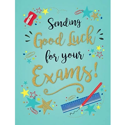 Image of Piccadilly Greetings Modern Occasion Card Good Luck Exam 8 x 6 inches