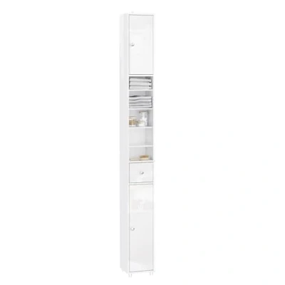 Image of SoBuy Bathroom Tall Cabinet Storage Matt &amp; High Gloss White W20 x D20 H180cm BZR167 GW