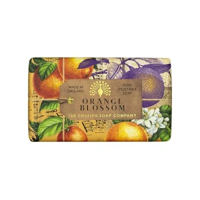 Image of The English Soap Company Anniversary Wrapped Bar, Orange Shea Butter Moisturising Bar for Face and Body, Blossom Scent 190g